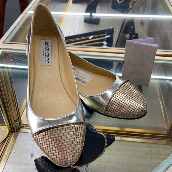 Jimmy Choo Metallic Flats - Picture 1 of 12